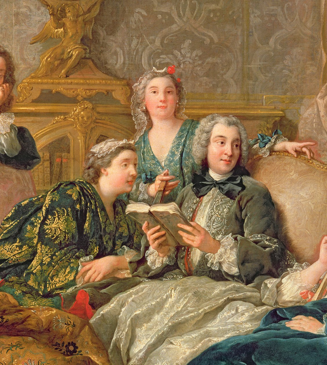 The Reading from Moliere, 1728 körüli részlet a 29516-ból alkotó: Jean François de Troy