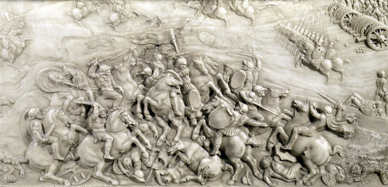 Az agnadellói csata, 1509. május 14., részlet XII. Lajos (1462-1515) és Bretagne-i Anna (1496-1533) sírjáról 1515 (márvány) alkotó: Jean I Juste