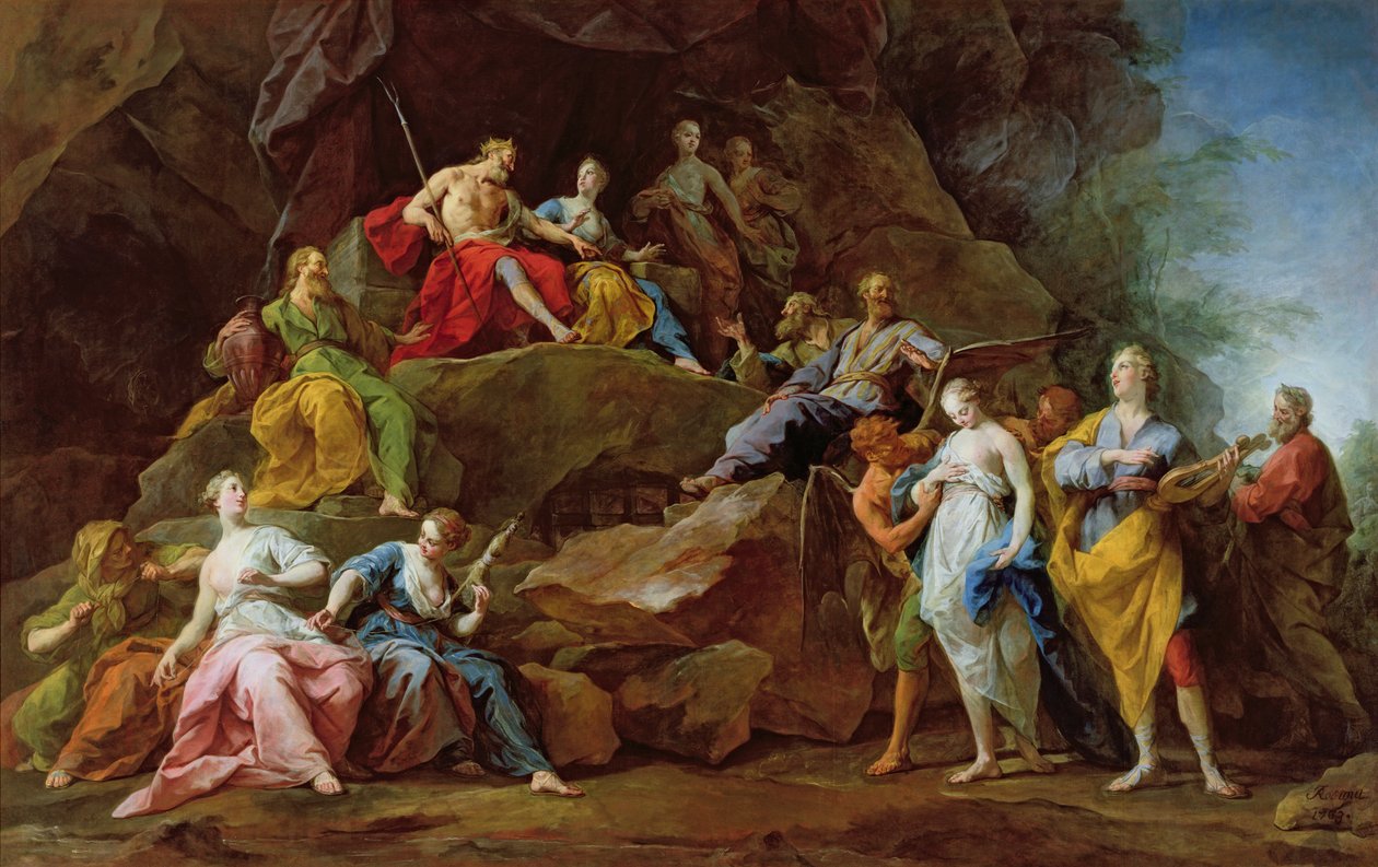 Orfeusz az alvilágban visszaszerzi Eurüdikét, avagy A zene, 1763 alkotó: Jean Bernard Restout