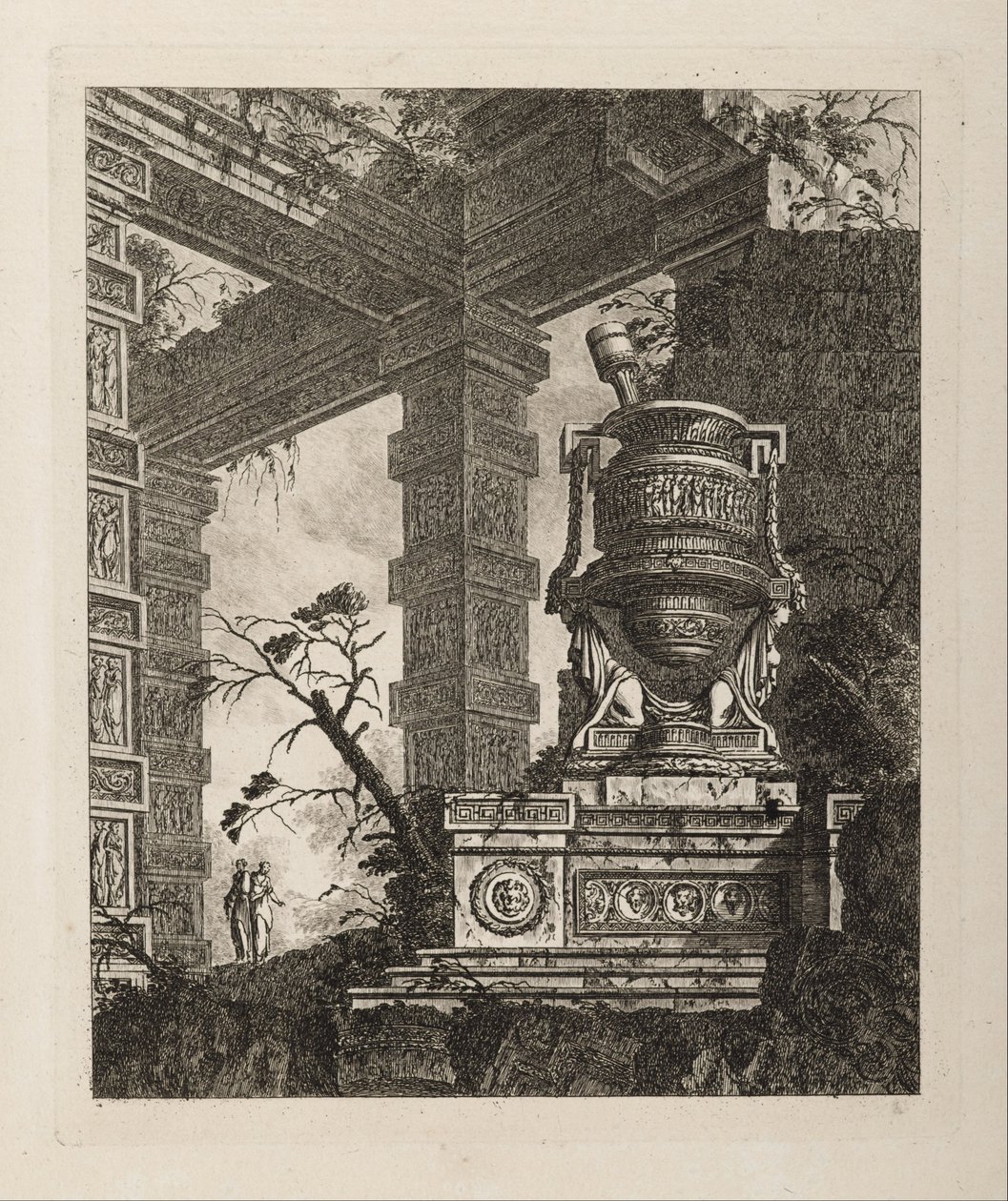 Építészeti fantázia monumentális habarccsal, 2. lemez a Vasi ... alkotó: Jean Laurent Legeay