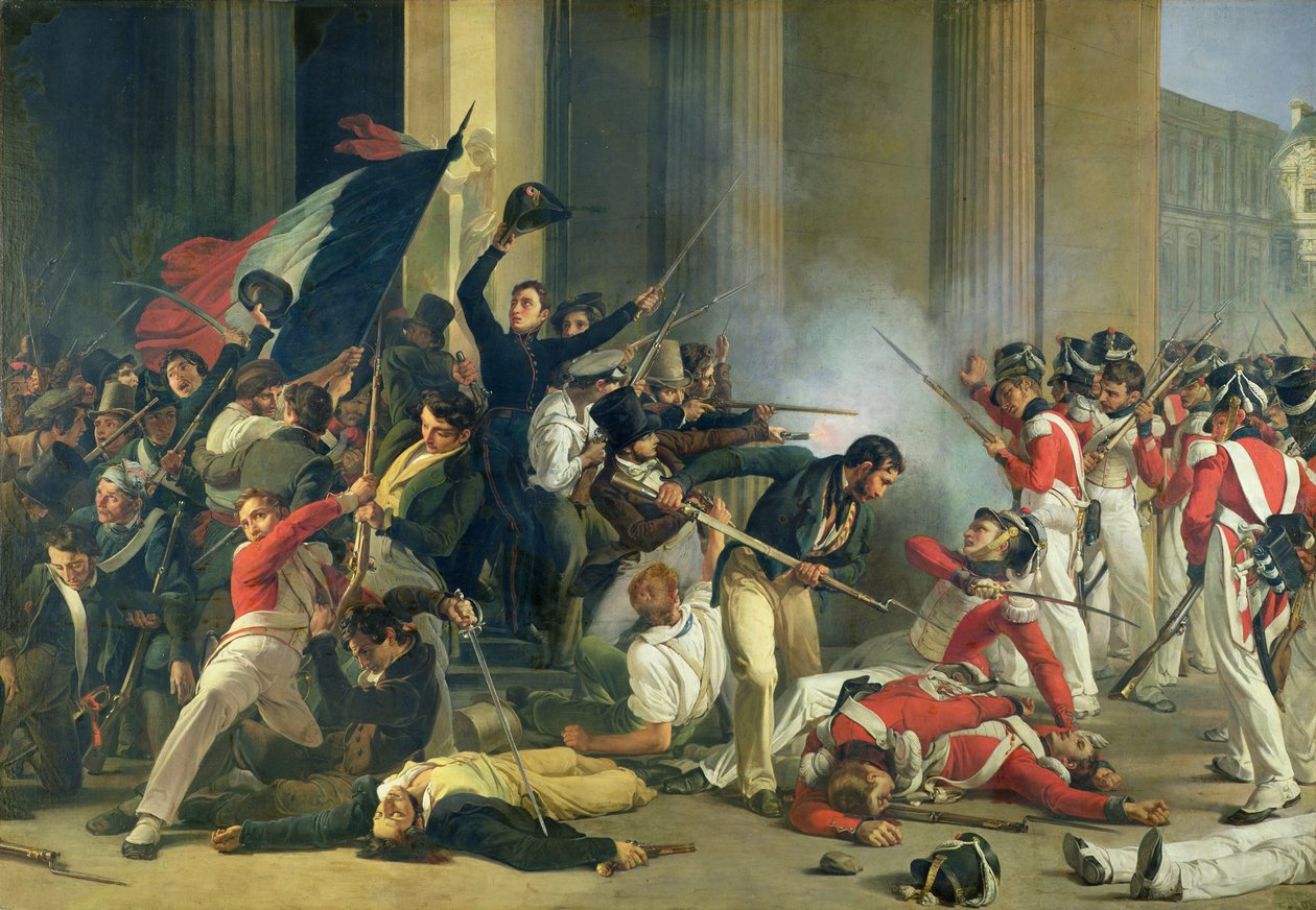 Az 1830-as forradalom jelenete a Louvre-ban alkotó: Jean Louis Bezard