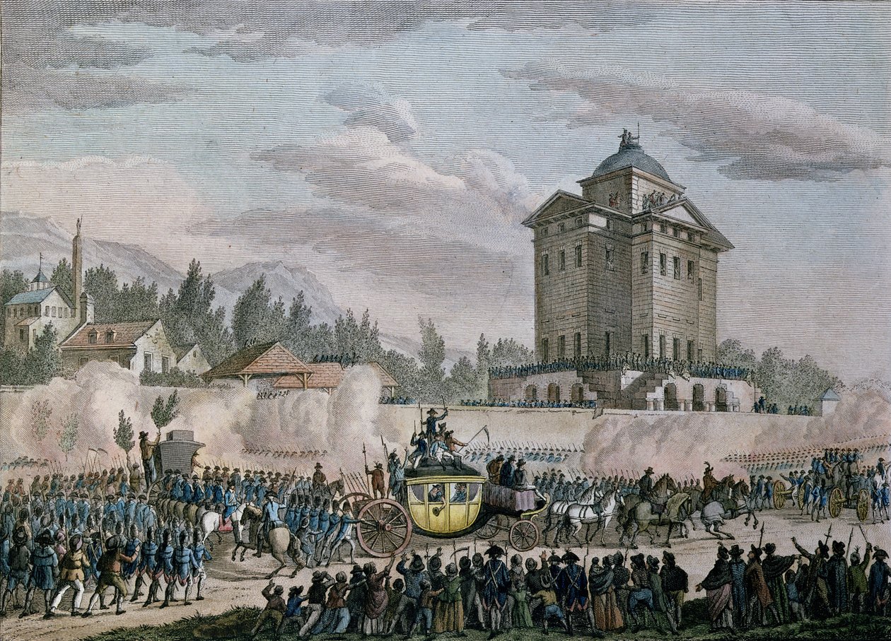 XVI. Lajos (1754-93) visszatérése Párizsba Varennes-ből, 1791. június 26., metszette Reinier Vinkeles (1741-1816) és Daniel Vrydag (1765-1822). alkotó: Jean Louis the Younger Prieur