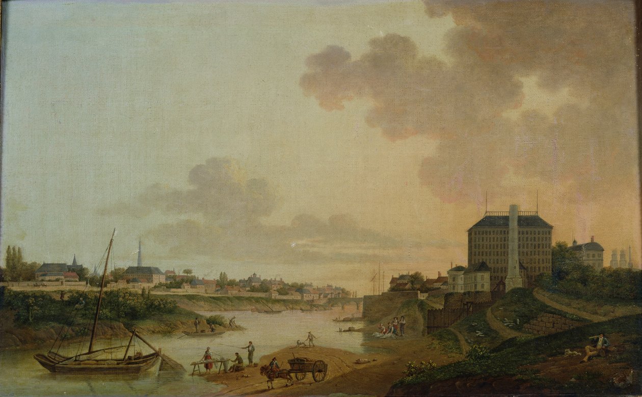 Kilátás a pamutgyárra a Motte Sanguin orleans-i épületéből, 1825 alkotó: Jean Louis Rabigot