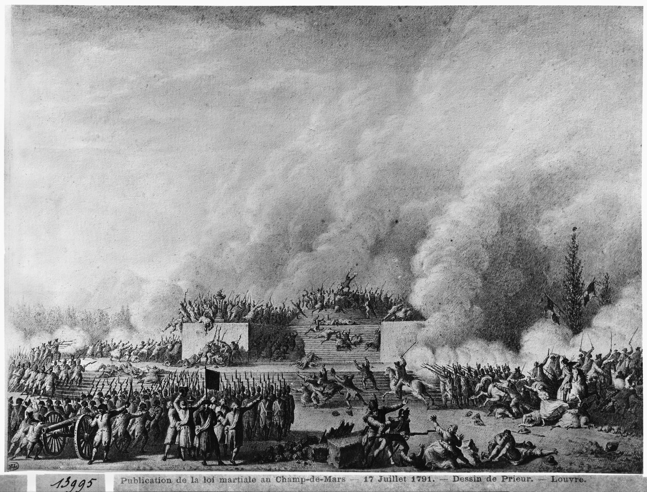 A hadiállapot közzététele a párizsi Champs-de-Mars-on, 1791. július 17. alkotó: Jean Louis the Younger Prieur