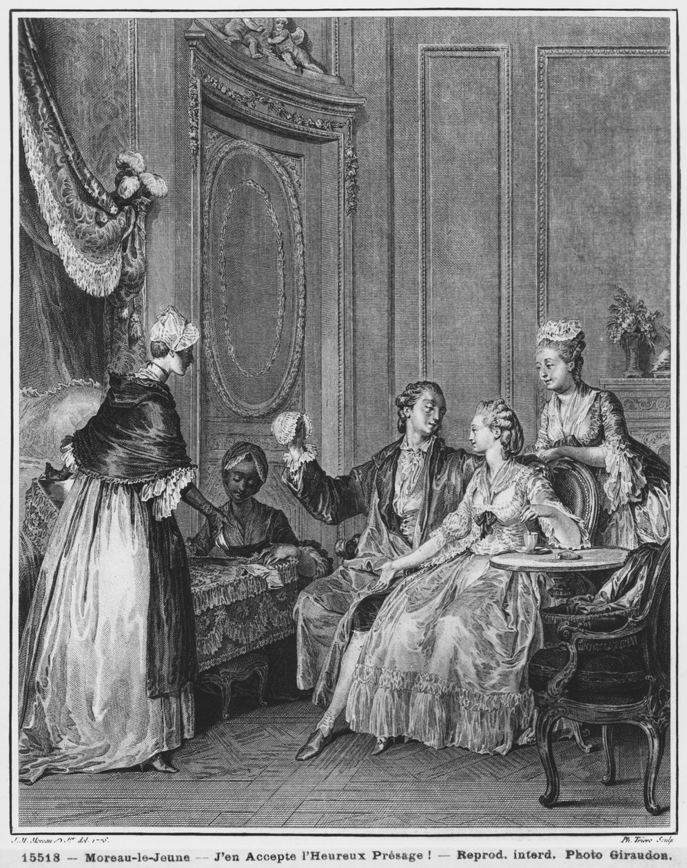 A jó ómen, metszette Philippe Triere (1759-1815) 1776 alkotó: Jean Michel the Younger Moreau