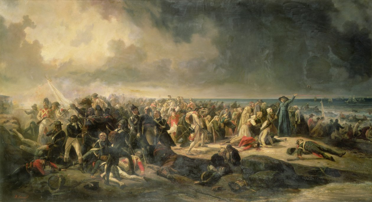 A quiberoni partraszállás jelenete 1795-ben, 1850-ben alkotó: Jean Sorieul