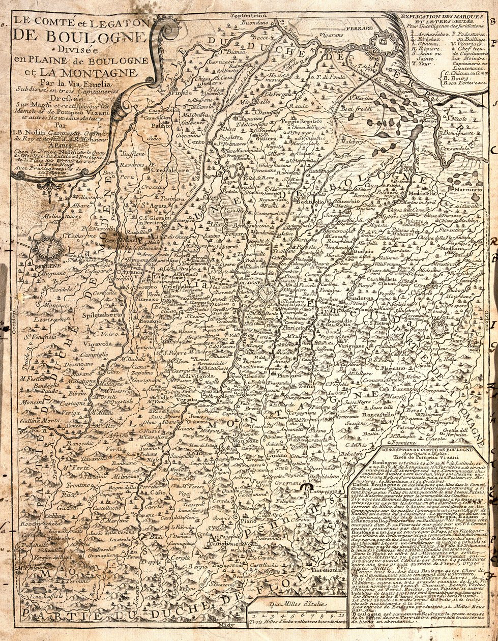 Boulogne megye térképe (Franciaország) (rézkarc alkotó: Jean Baptiste Nolin