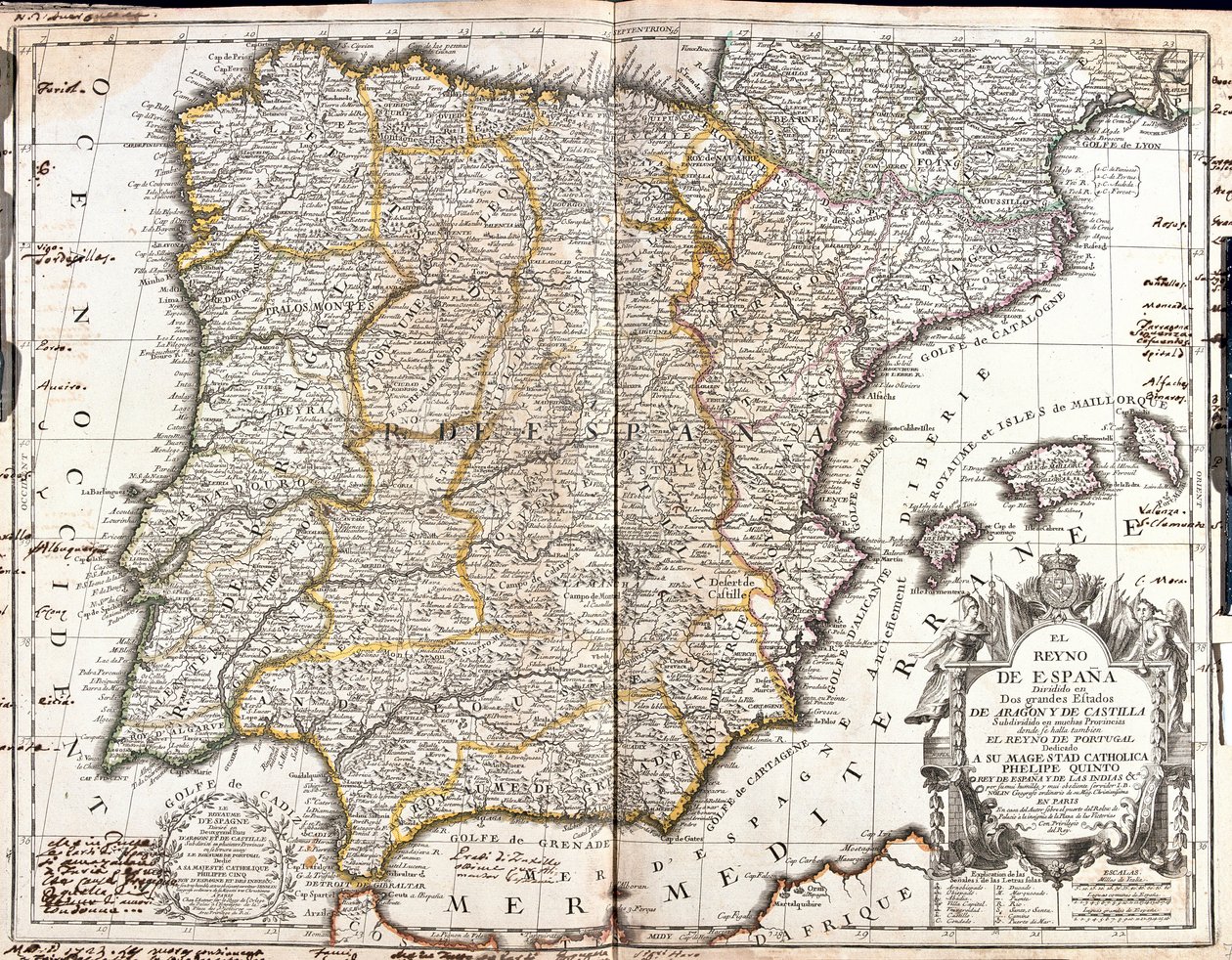 A Spanyol Királyság térképe (metszet alkotó: Jean Baptiste Nolin