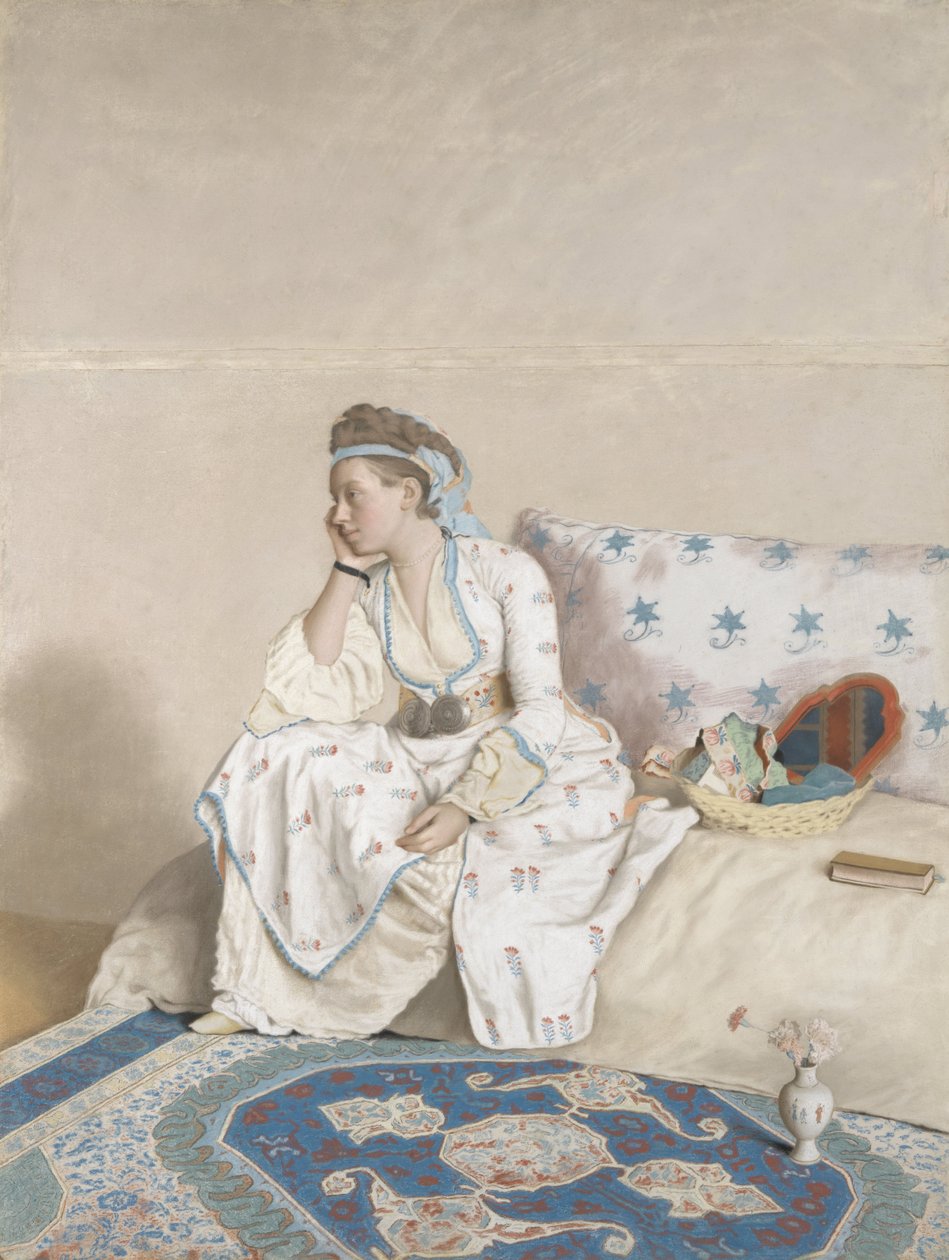 Marie Fargues, a művésznő török ruhás feleségének portréja, 1756-58 (pasztell pergamen) alkotó: Jean Étienne Liotard