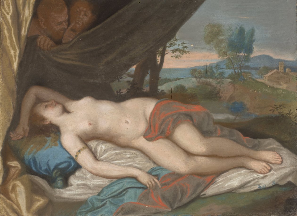 Az alvó nimfát a szatírok kémlelték, 1756-88 (pasztell a panelen) alkotó: Jean Étienne Liotard