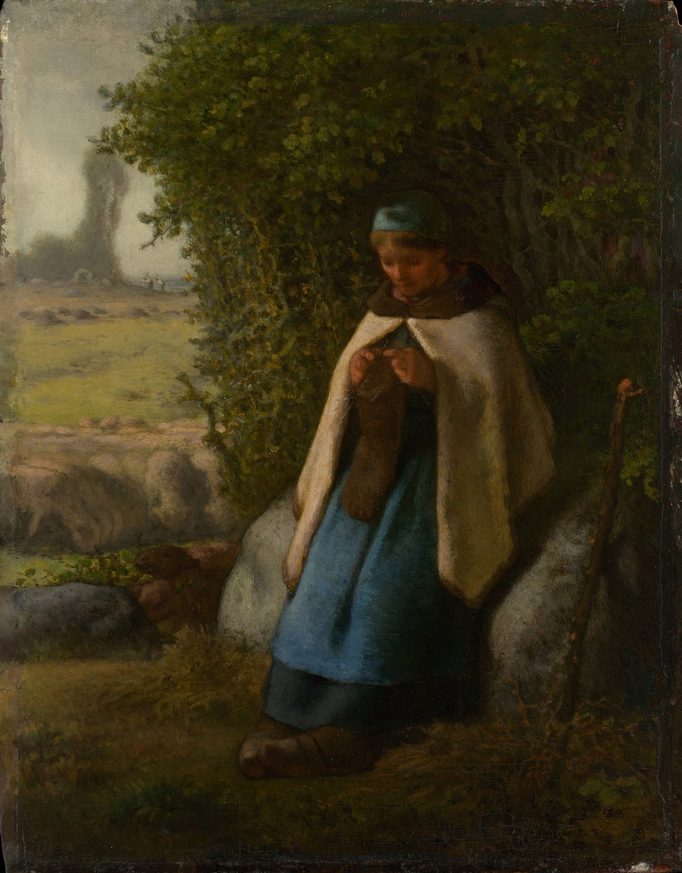 Pásztorlány sziklán ülve alkotó: Jean Francois Millet