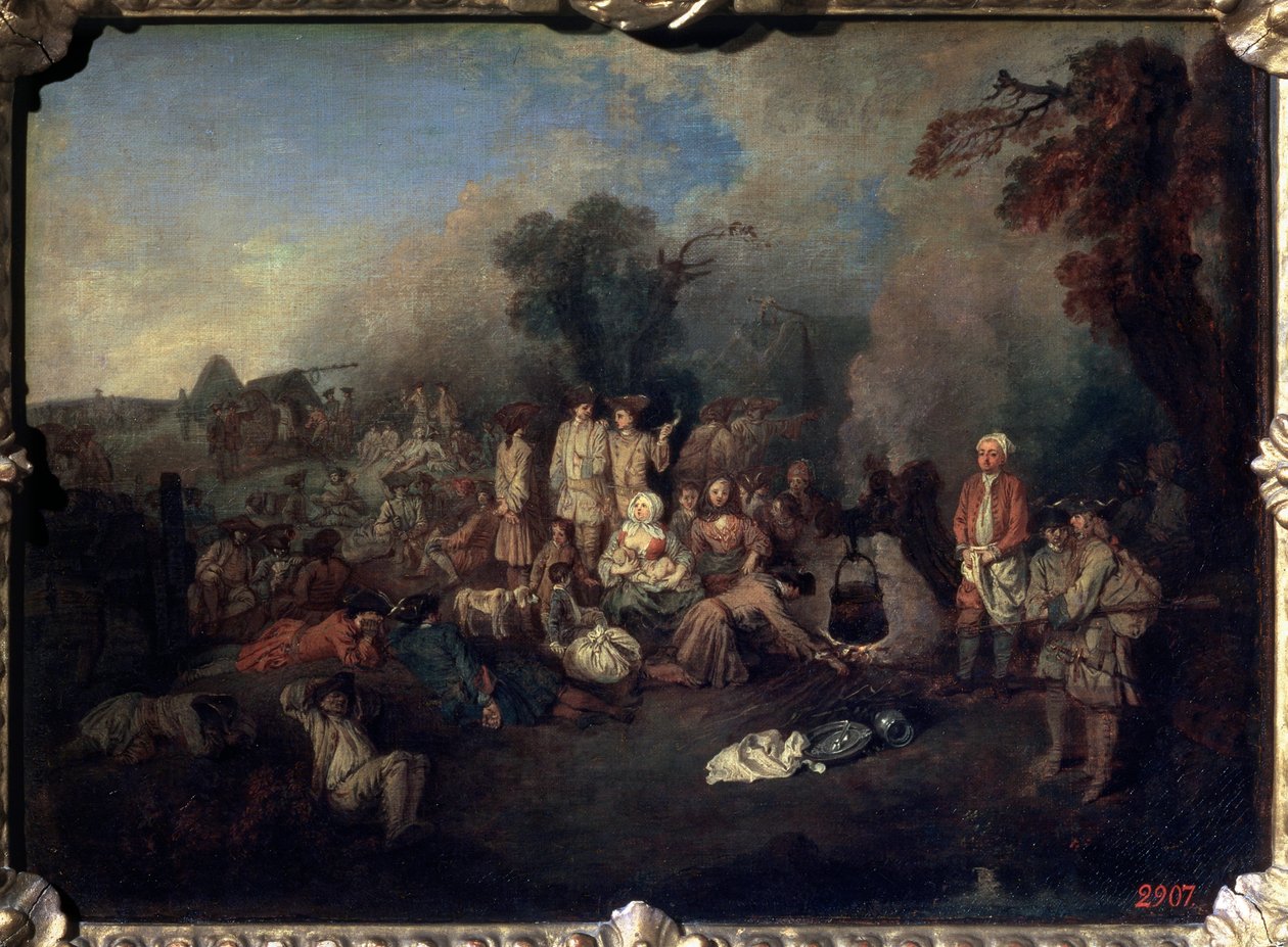 Bivak, c1710 alkotó: Jean Antoine Watteau