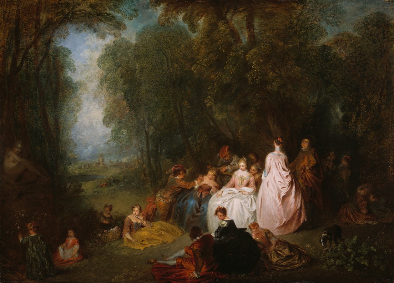 Pásztori összejövetel alkotó: Jean Antoine Watteau