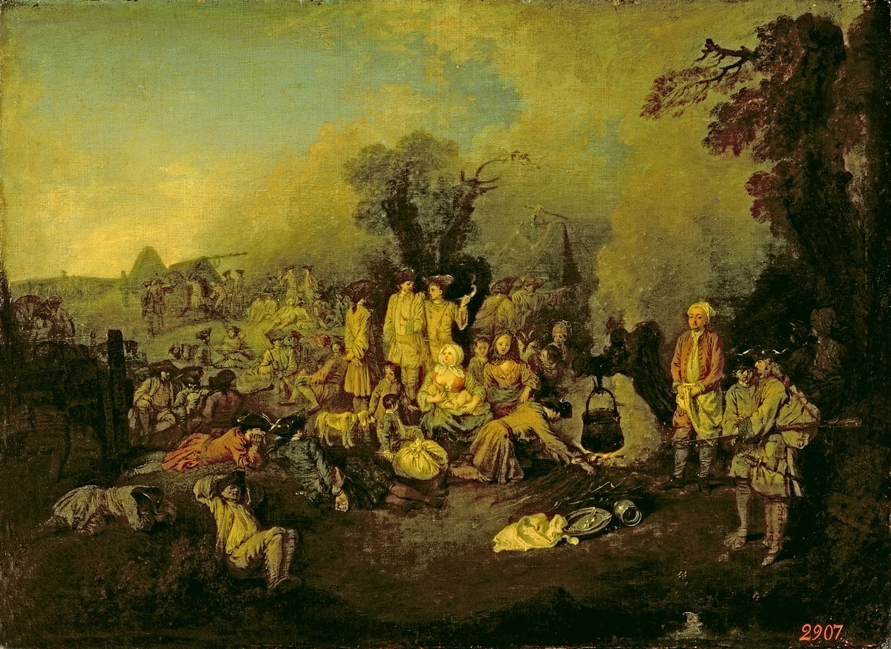 Cigánytábor alkotó: Jean Antoine Watteau