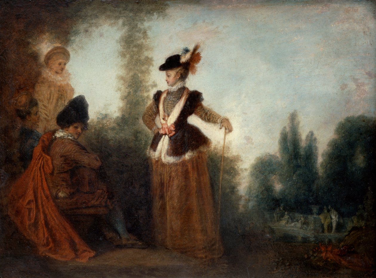 A kalandornő, c1717 alkotó: Jean Antoine Watteau