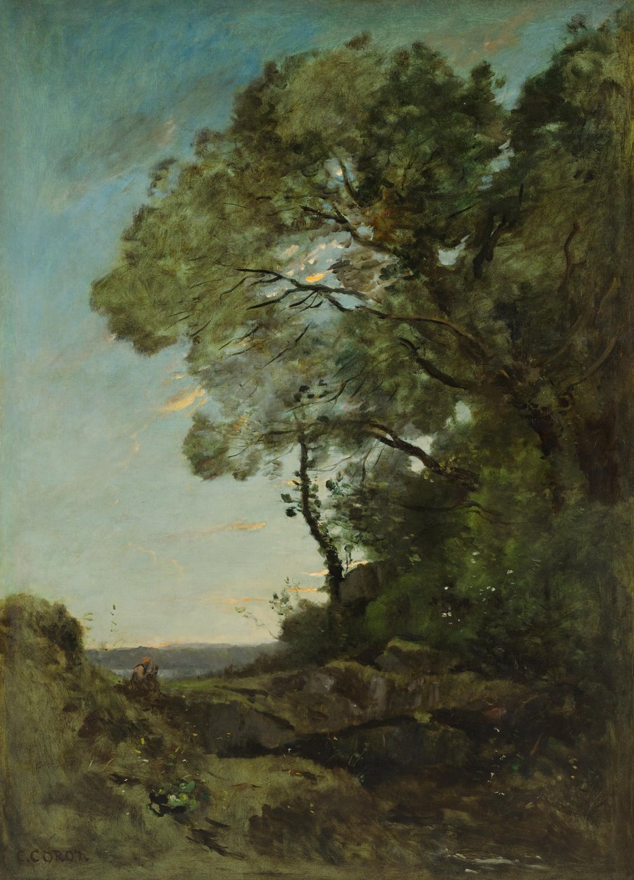 Treescape (este) alkotó: Jean Baptiste Camille Corot
