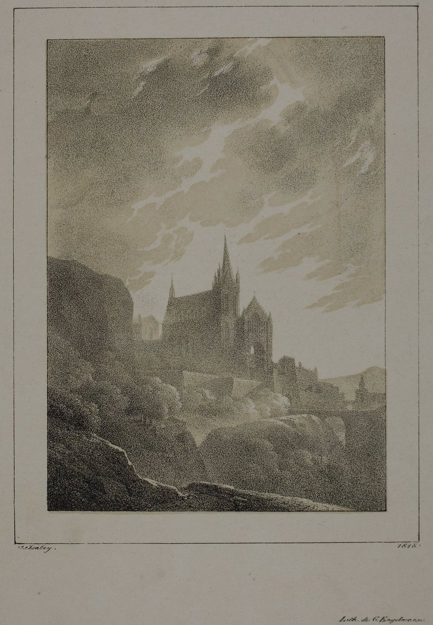Kilátás egy templomra alkotó: Jean Baptiste Isabey