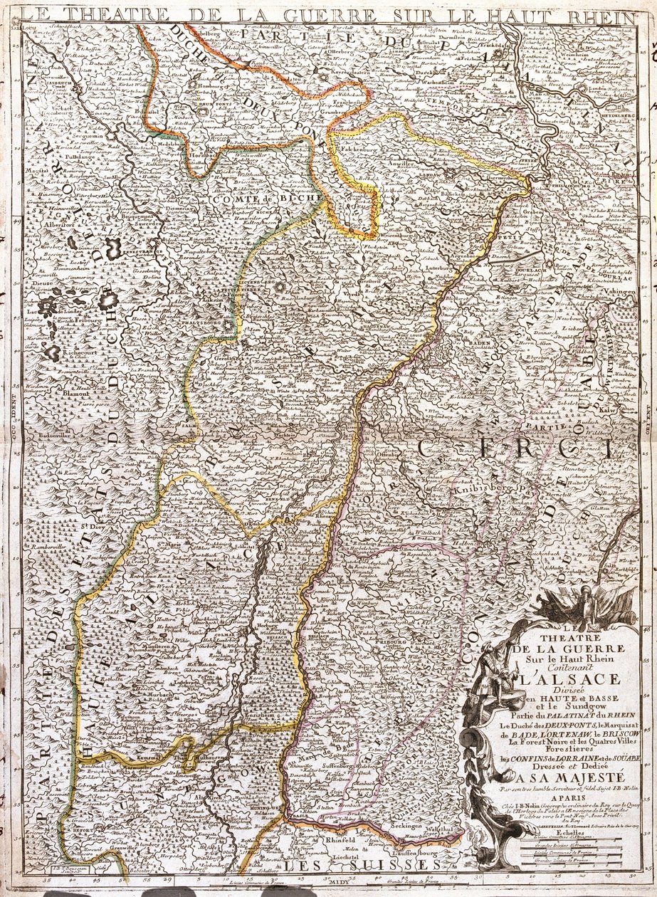 Elzász térképe (Franciaország) (metszet alkotó: Jean Baptiste Nolin