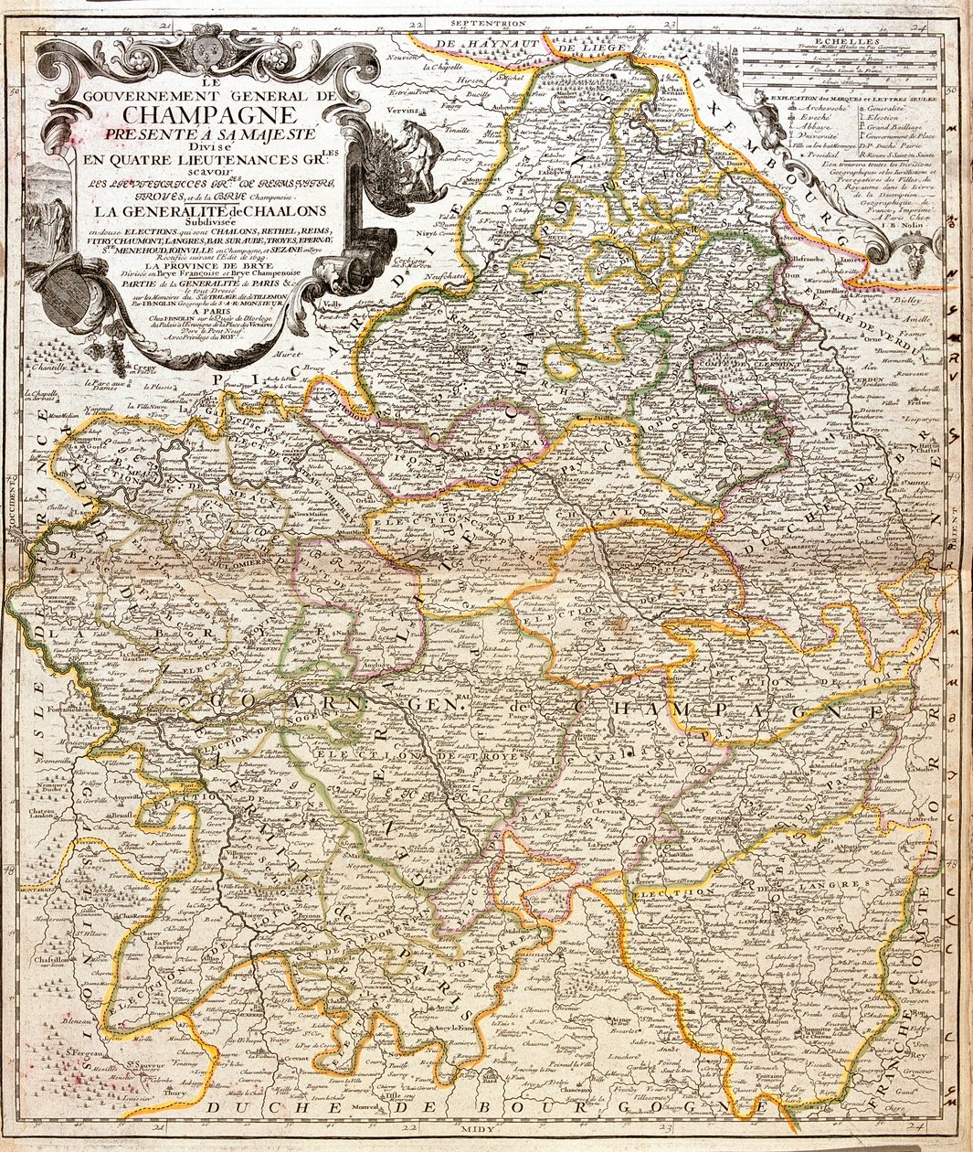 Champagne térképe (Franciaország) (metszet alkotó: Jean Baptiste Nolin