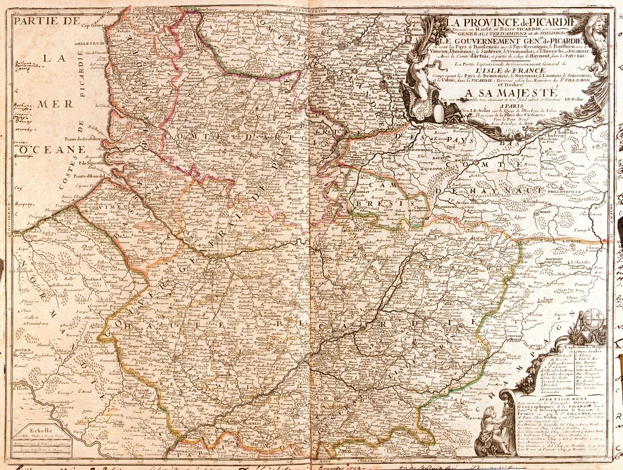 Pikárdia térképe (Franciaország) alkotó: Jean Baptiste Nolin