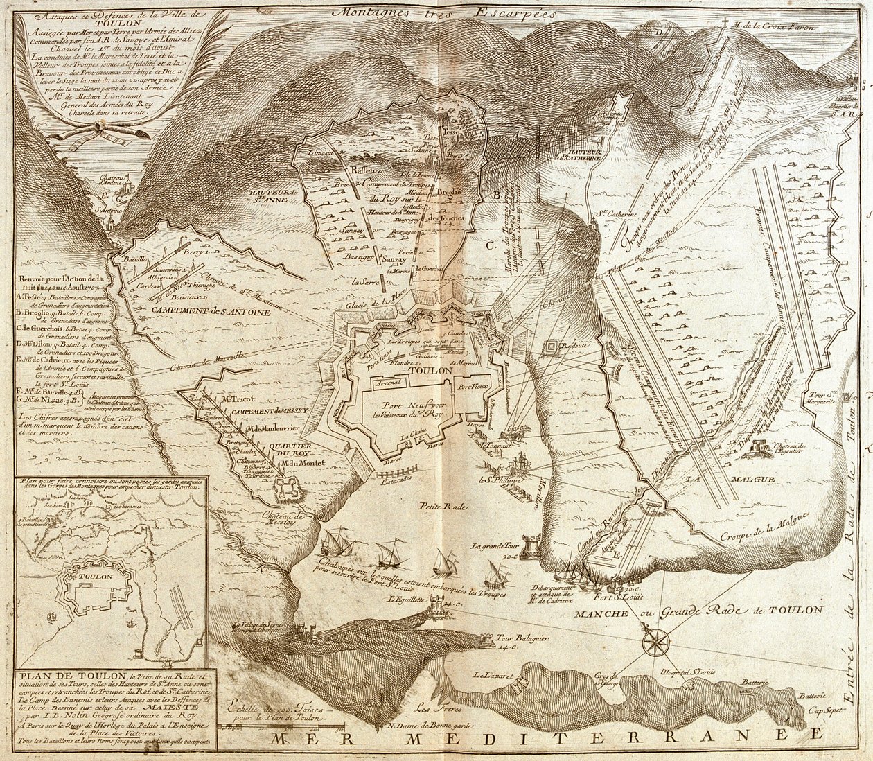 Toulon térképe (Franciaország) (metszet alkotó: Jean Baptiste Nolin
