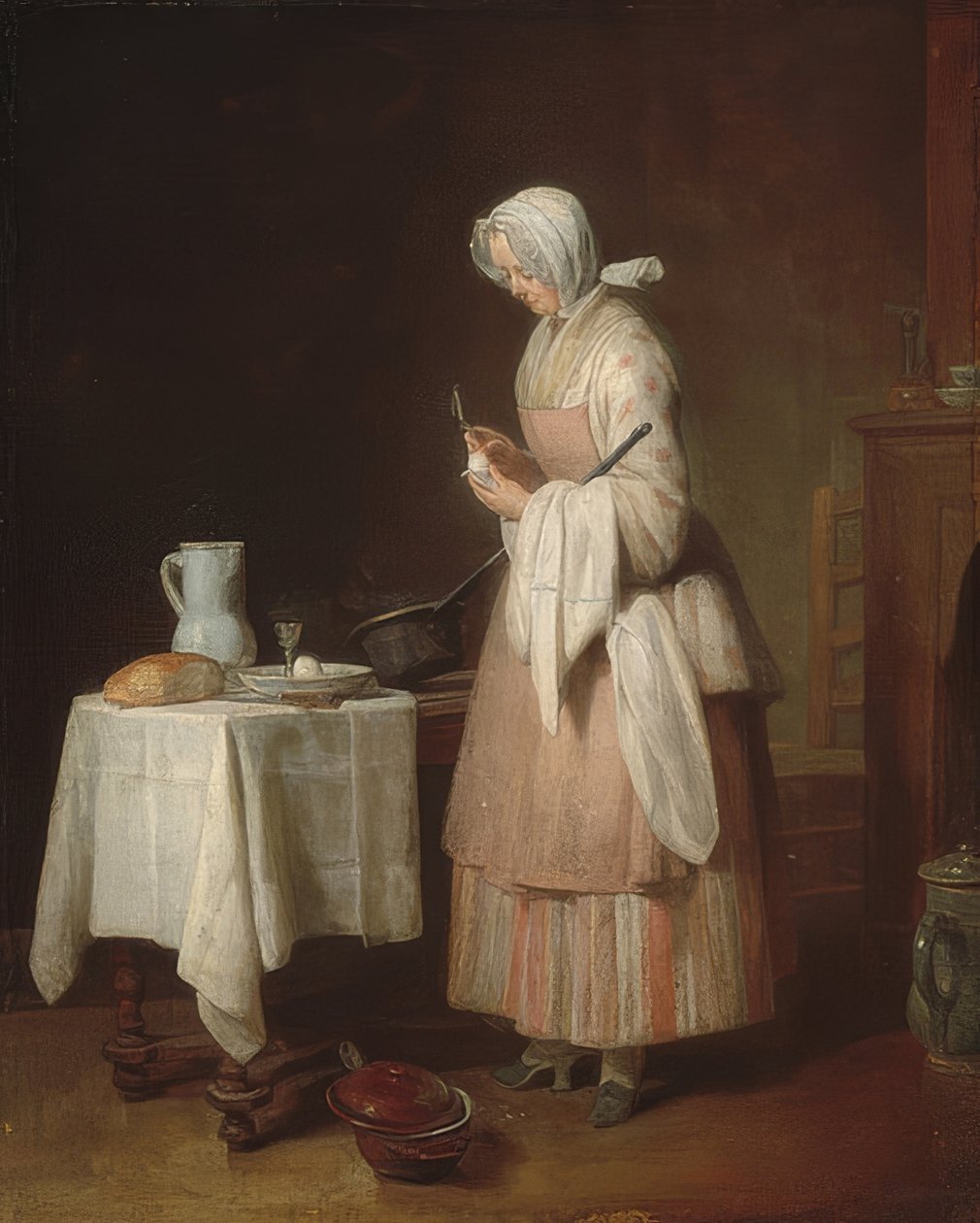 A figyelmes ápoló. 1747 alkotó: Jean Baptiste Simeon Chardin