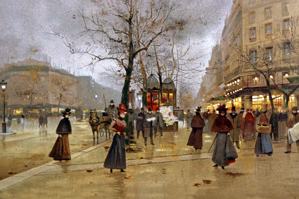 Párizs, a nagy sugárutak, 1890 körül (festmény) alkotó: Jean Beraud