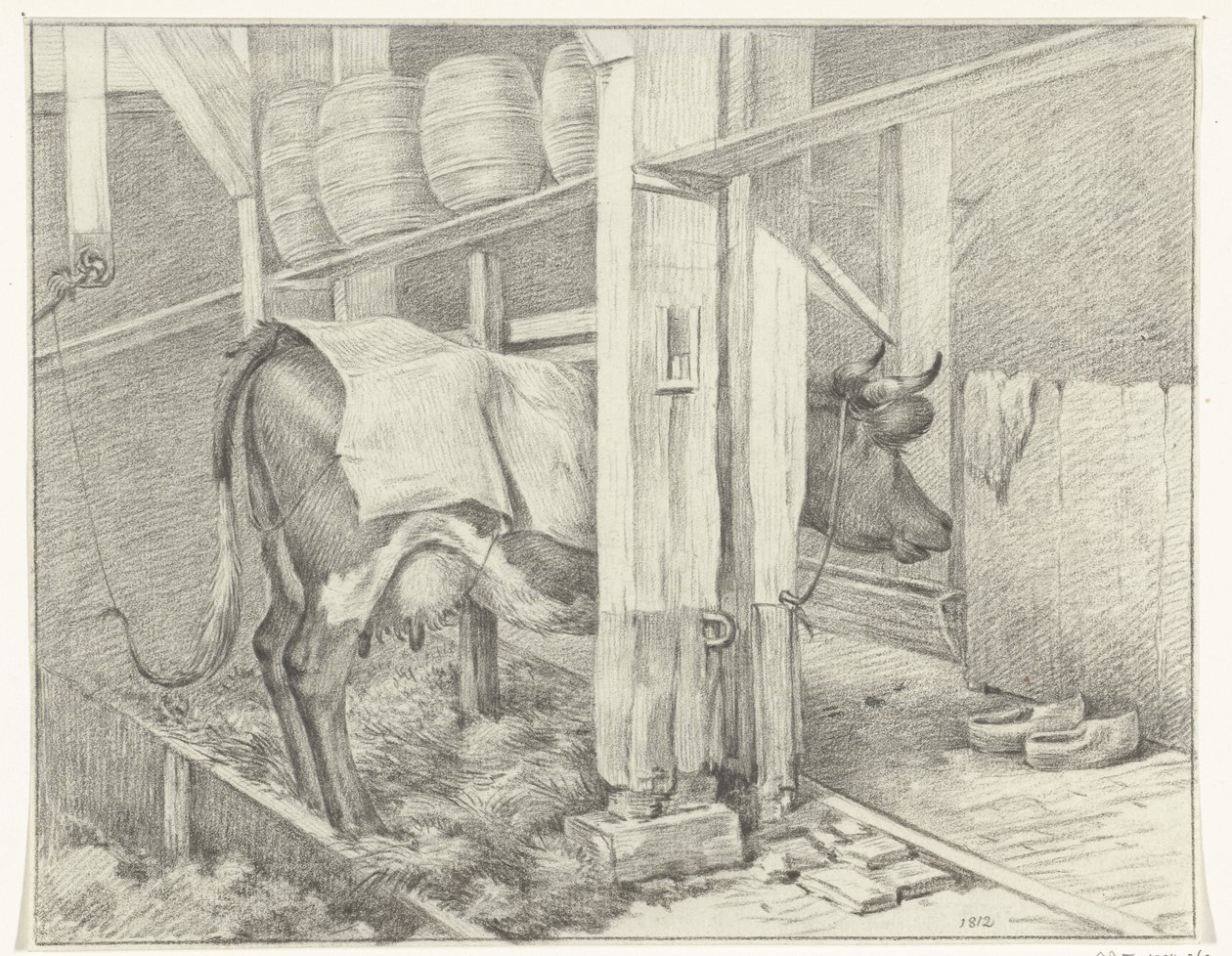 Álló tehén egy takarót alkotó: Jean Bernard