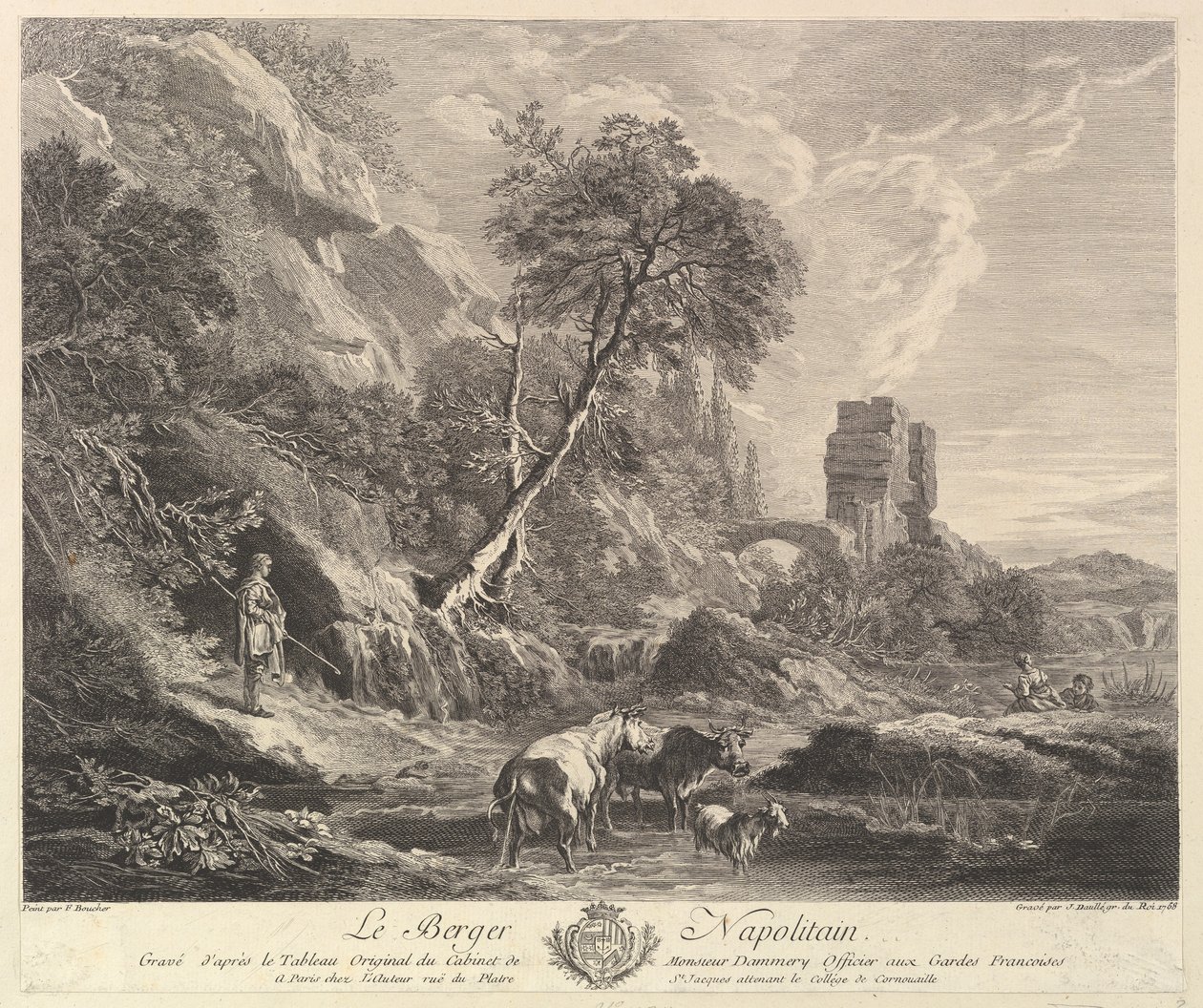 Nápolyi juhászkutya, 1758. alkotó: Jean Daullé