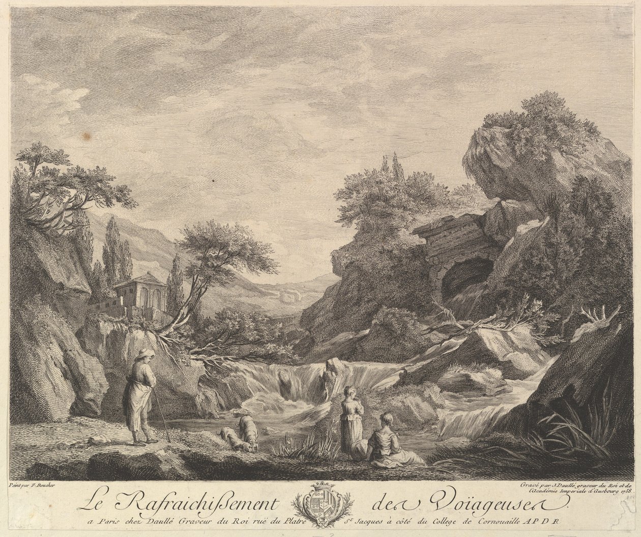 Utazó nők ivóvizet, 1758. alkotó: Jean Daullé
