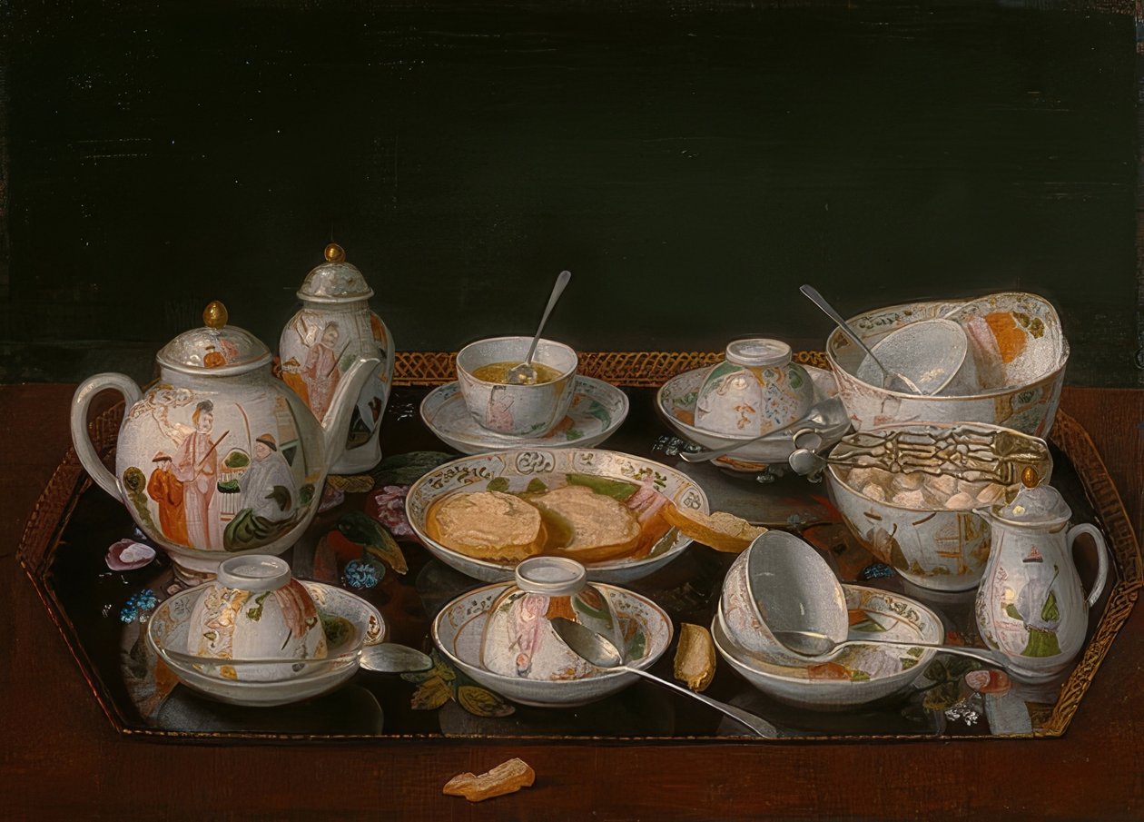 Csendélet: teafelszolgálás. 1781-83 körül alkotó: Jean Étienne Liotard