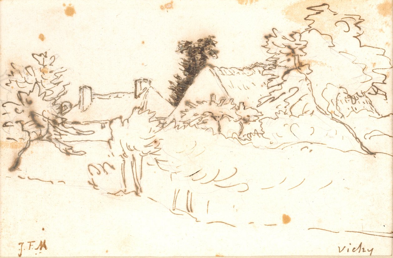 Farm a fák között, Vichy (Allier) alkotó: Jean Francois Millet