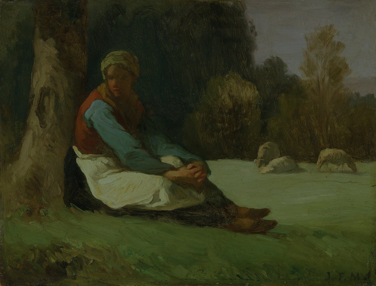 „Ülő pásztorlány”, 1850-es évek alkotó: Jean Francois Millet