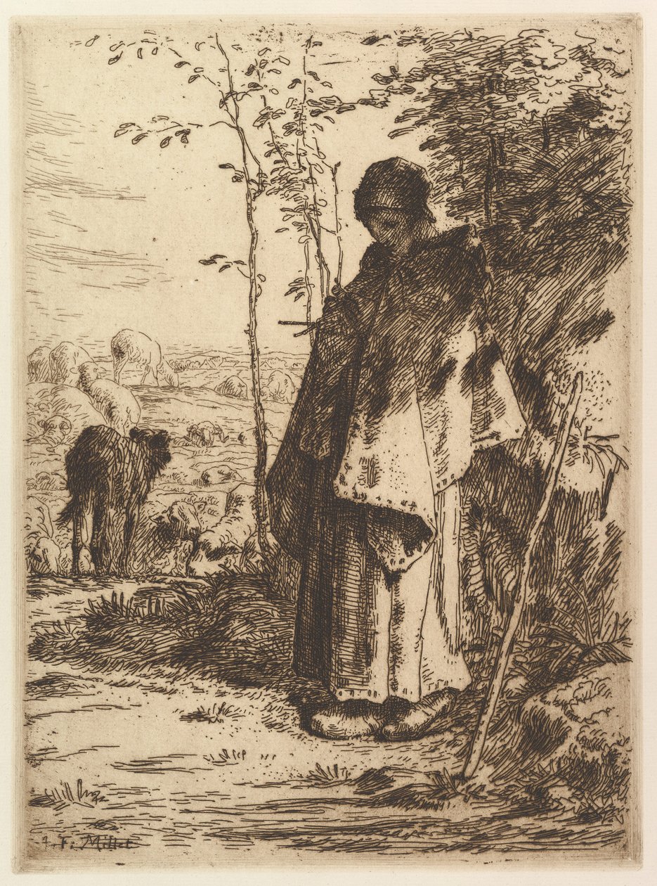 Pásztorlány kötés, 1862. alkotó: Jean Francois Millet