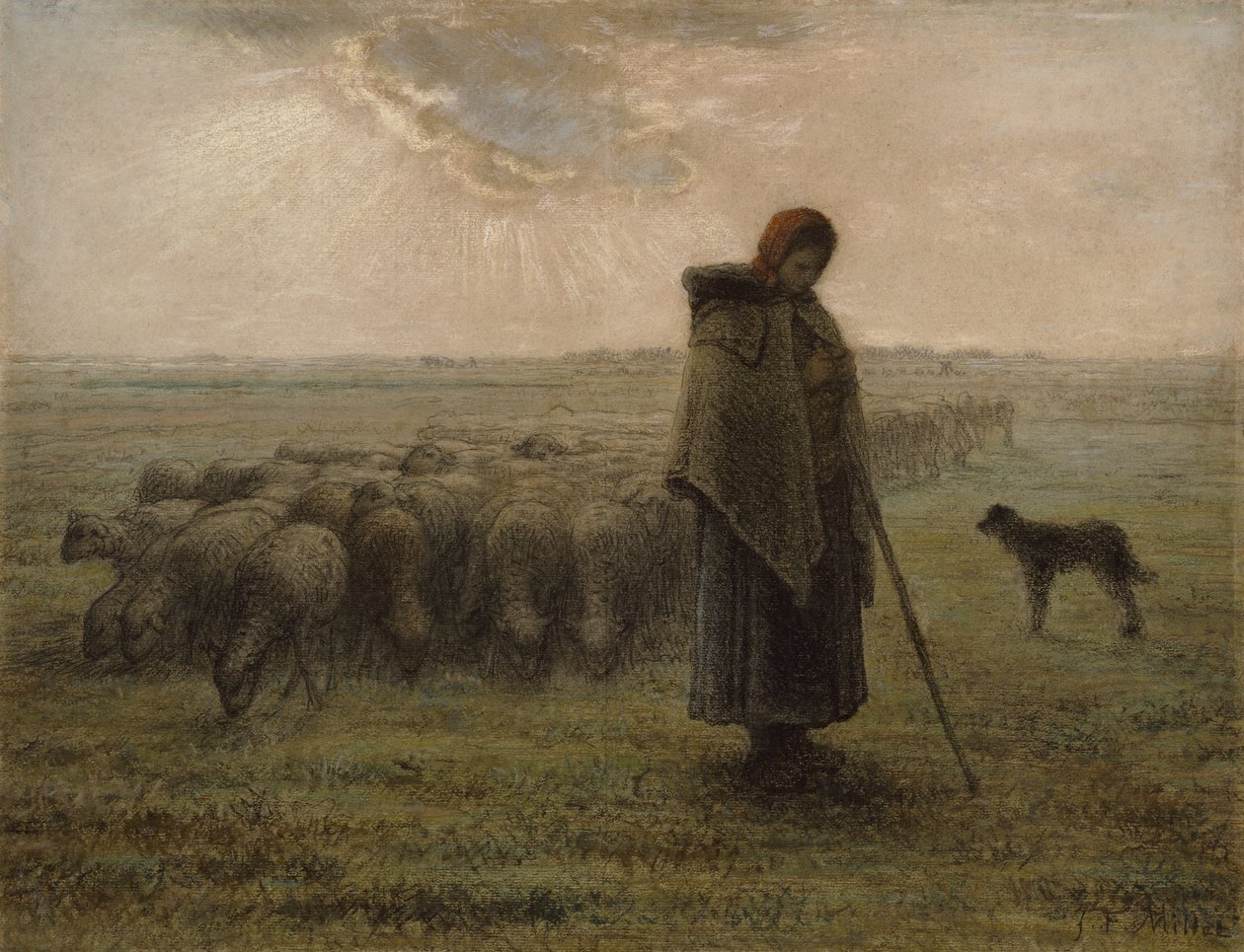 Pásztorlány és nyája, 1862-63 alkotó: Jean Francois Millet