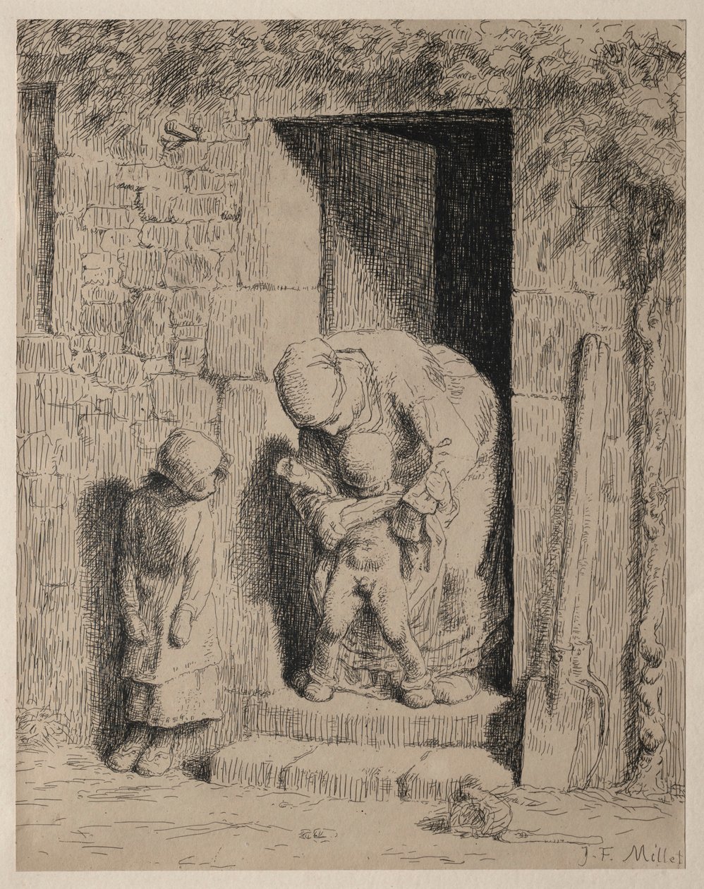 Az anyai elővigyázatosság. alkotó: Jean Francois Millet