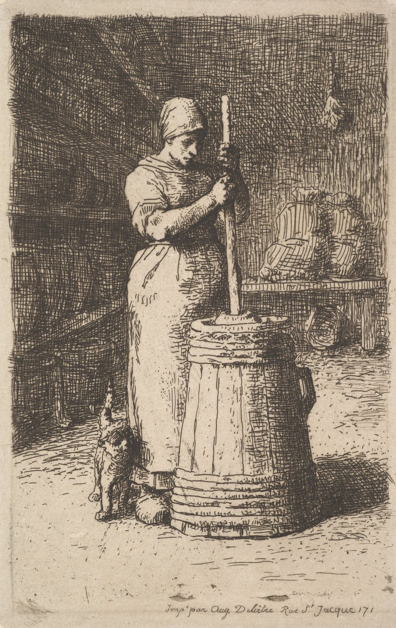 Vajat forgató nő, 1855-56 alkotó: Jean Francois Millet