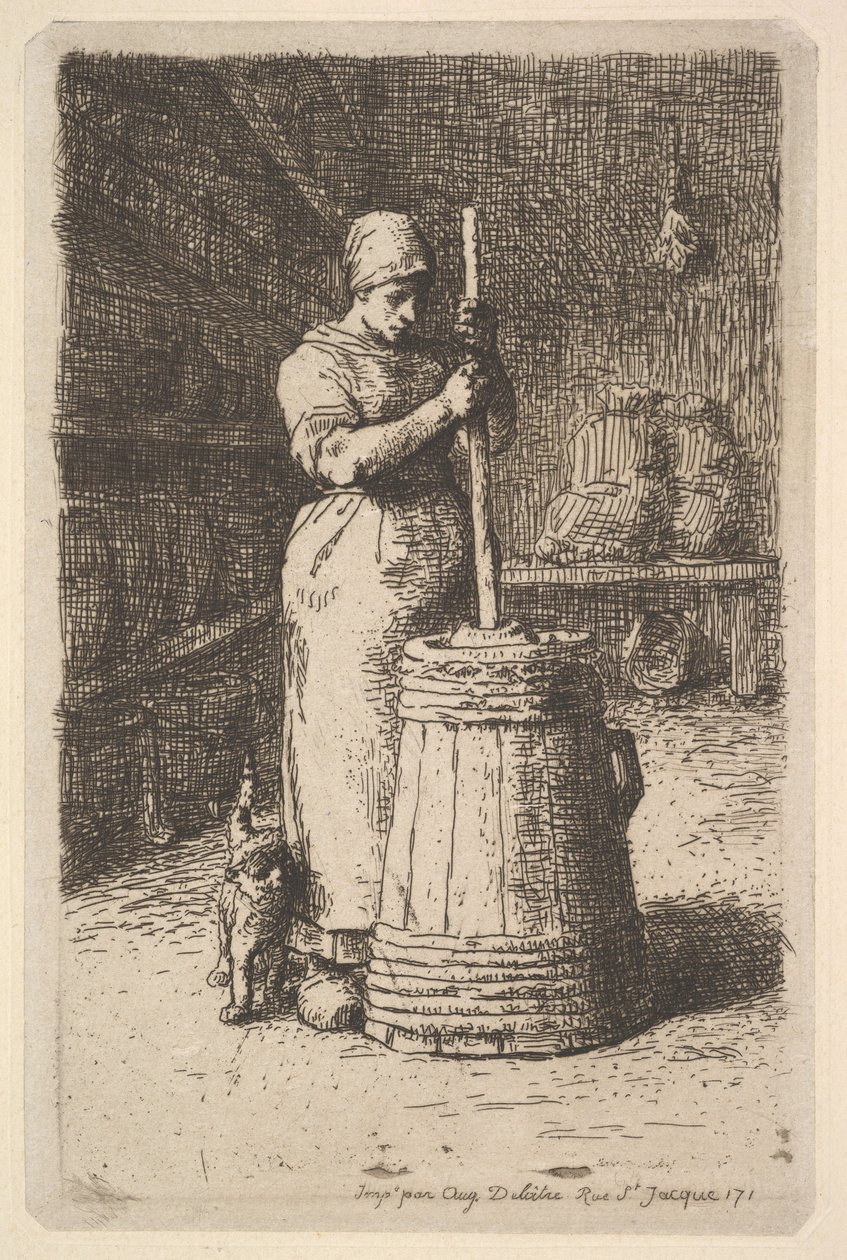 Vajat forgató nő, 1855-56. alkotó: Jean Francois Millet
