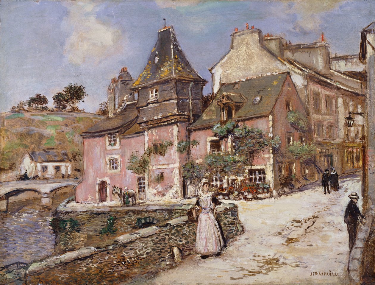 Breton városi jelenet, alkotó: Jean Francois Raffaelli