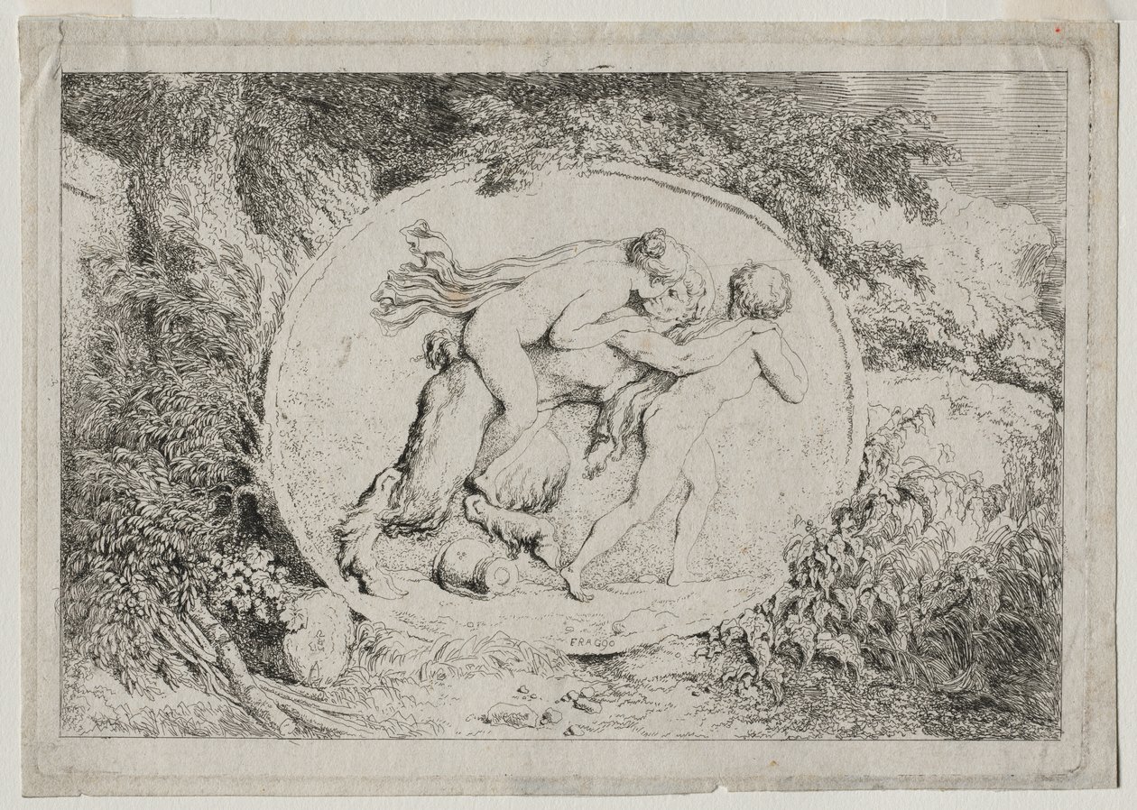 Bacchanals: A nimfa hazudik abban a szatírában alkotó: Jean Honore Fragonard