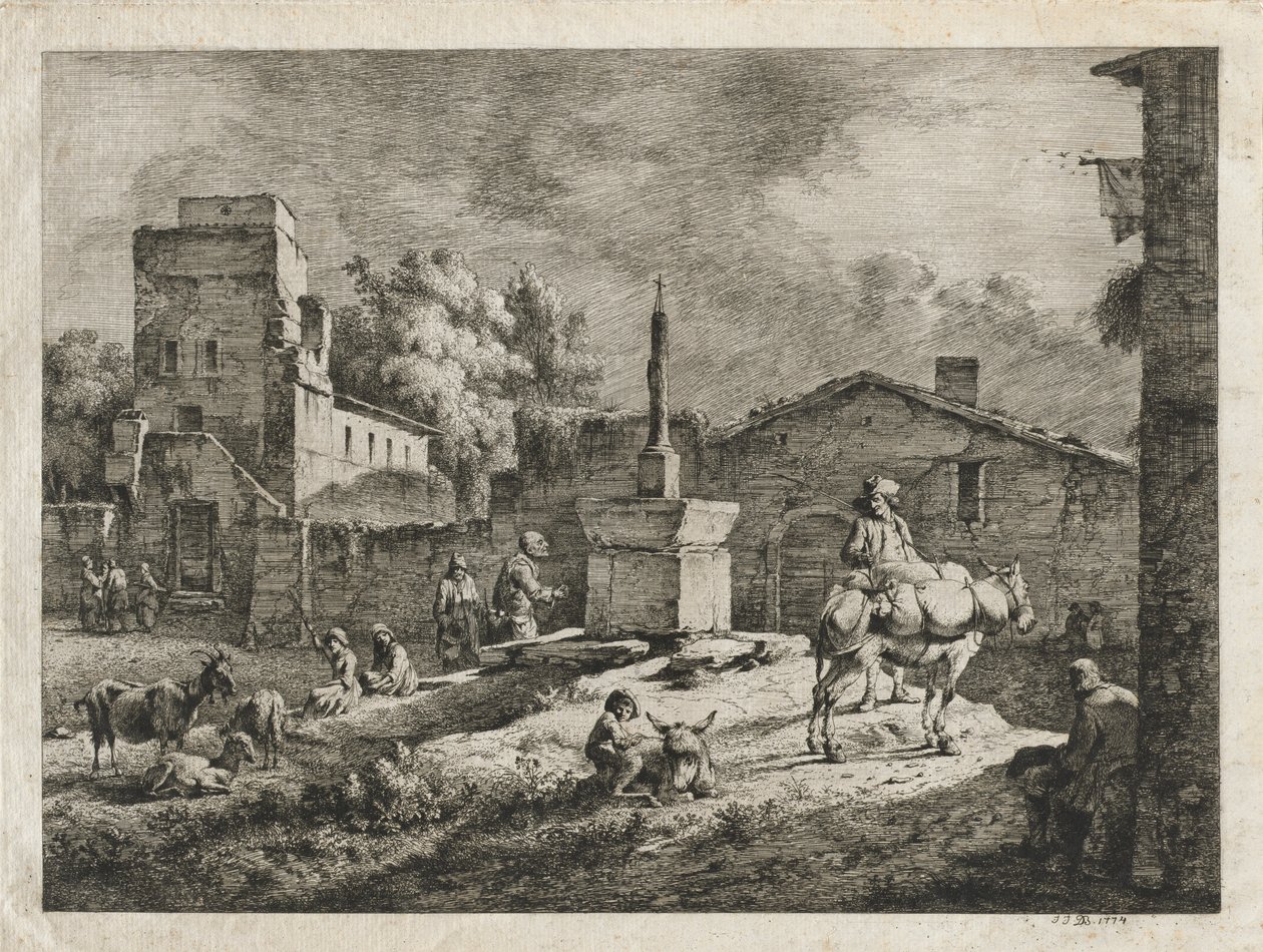 Saint-Andeol látképe, 1774. alkotó: Jean Jacques de Boissieu