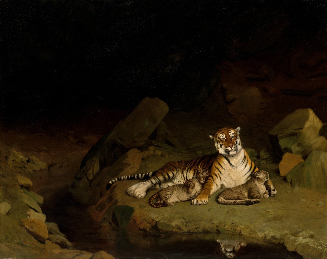 Tigris és kölykök, kb. 1884. alkotó: Jean Leon Gerome