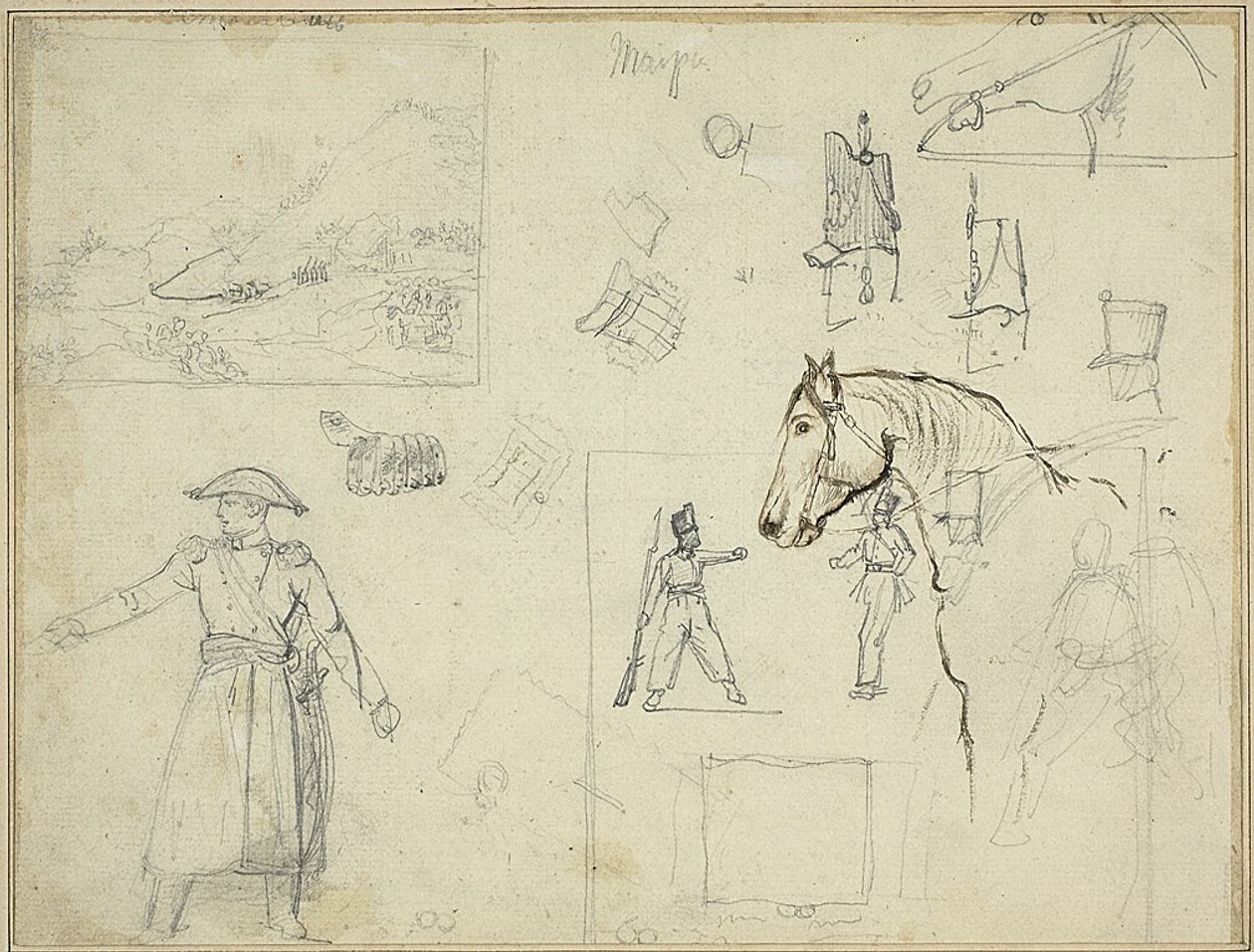 Különböző tanulmányok alkotó: Jean Louis André Théodore Géricault