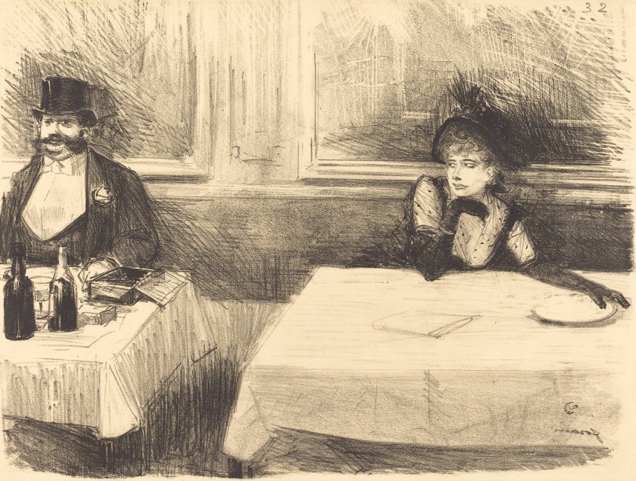 Az étteremnél alkotó: Jean Louis Forain