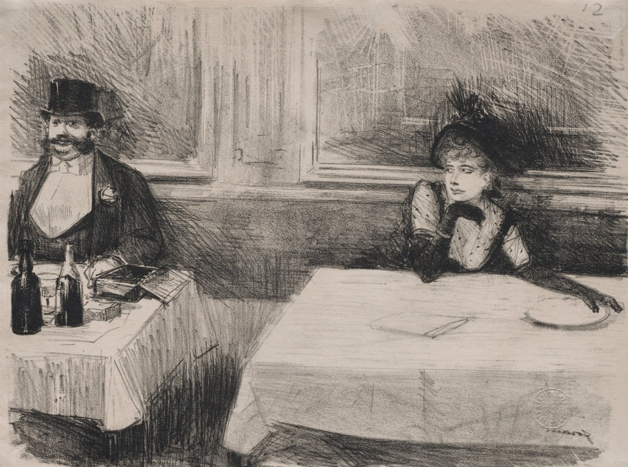 Az étteremnél. alkotó: Jean Louis Forain