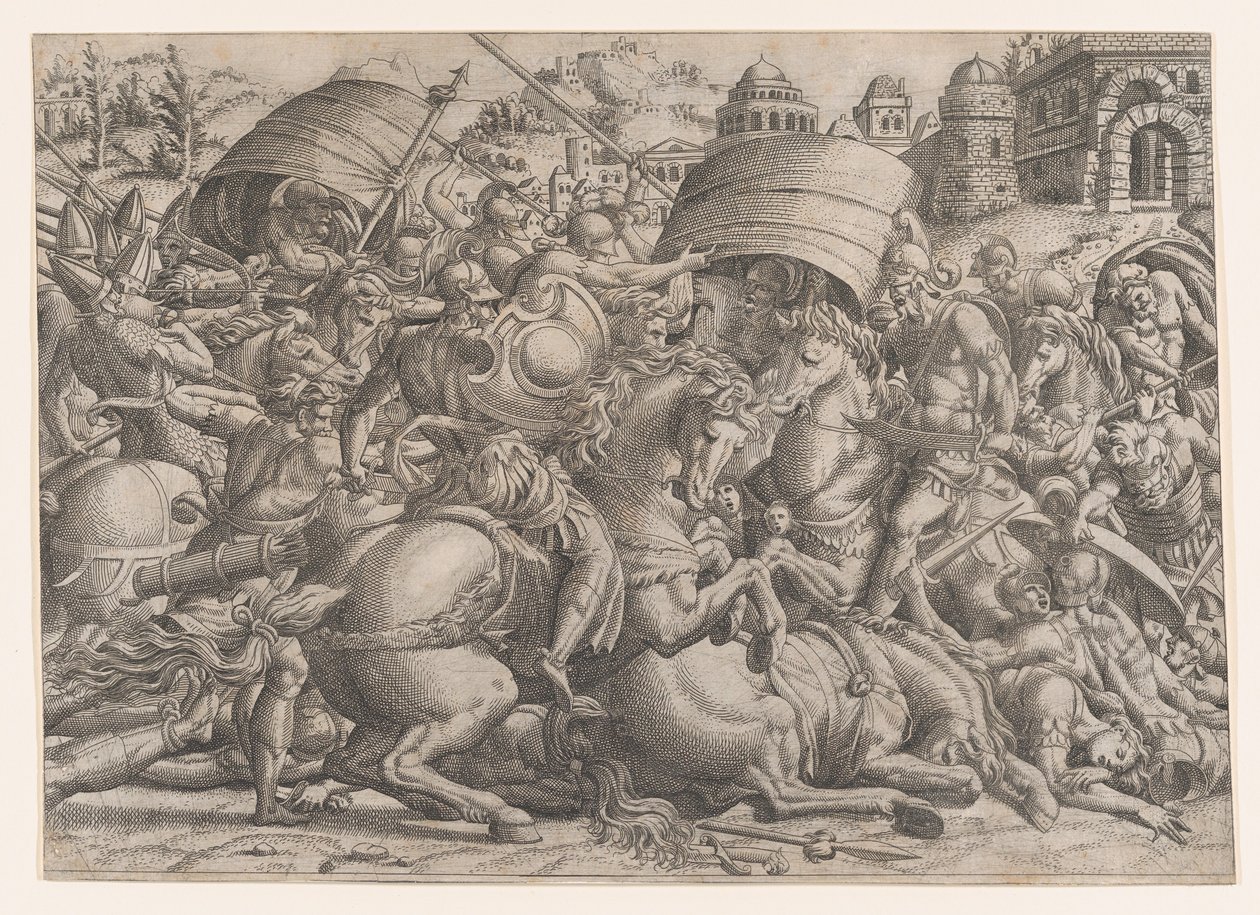 Trója előtti csata, 1535-55. alkotó: Jean Mignon