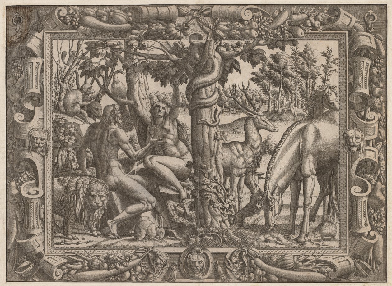 Éva megkísértése c. 15451547. alkotó: Jean Mignon