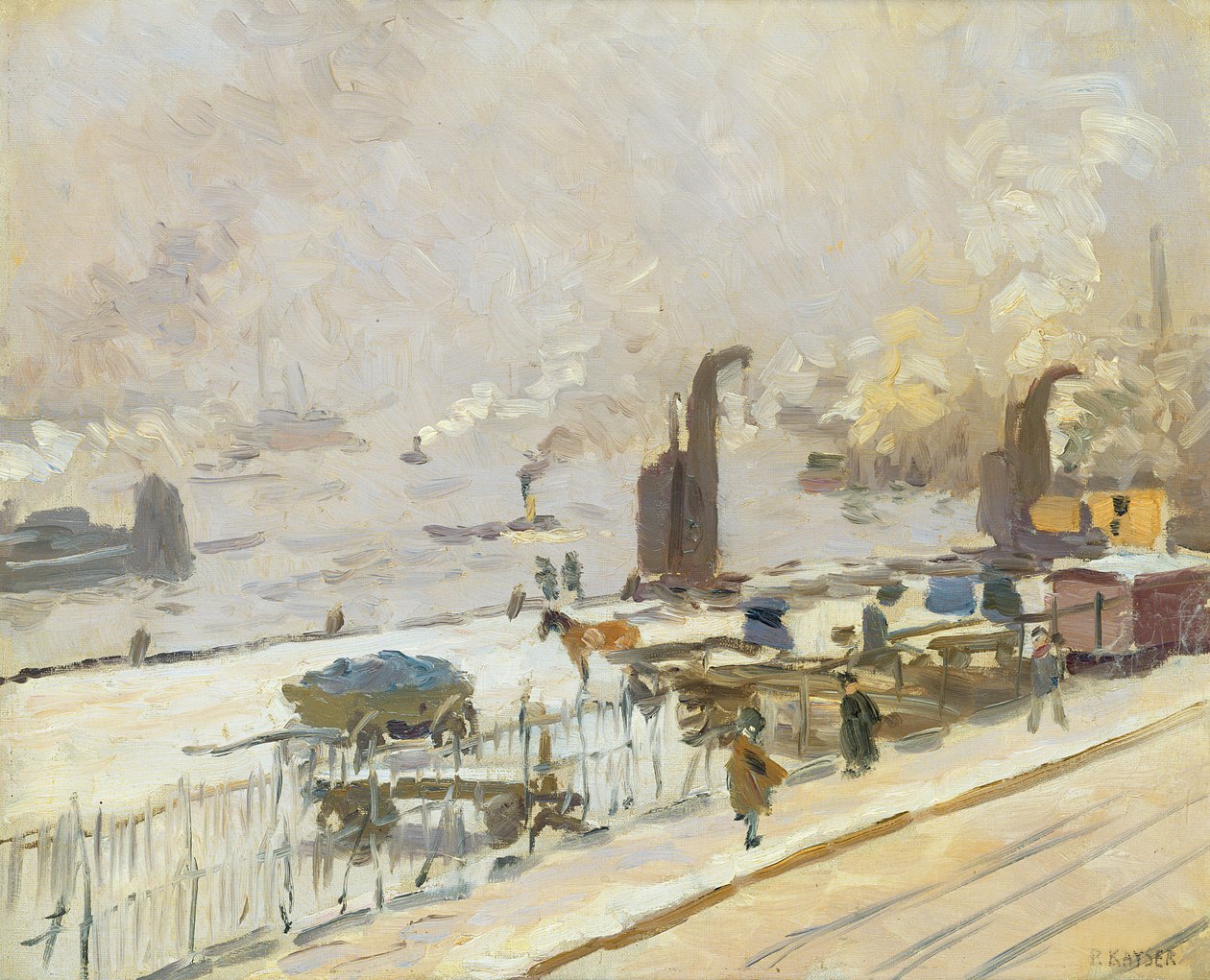 Hamburgi kikötő télen, 1909 alkotó: Jean Paul Kayser