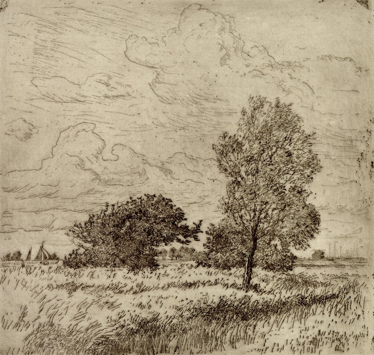Nyári szél, 1904-06 (szárazpont) alkotó: Jean Paul Kayser
