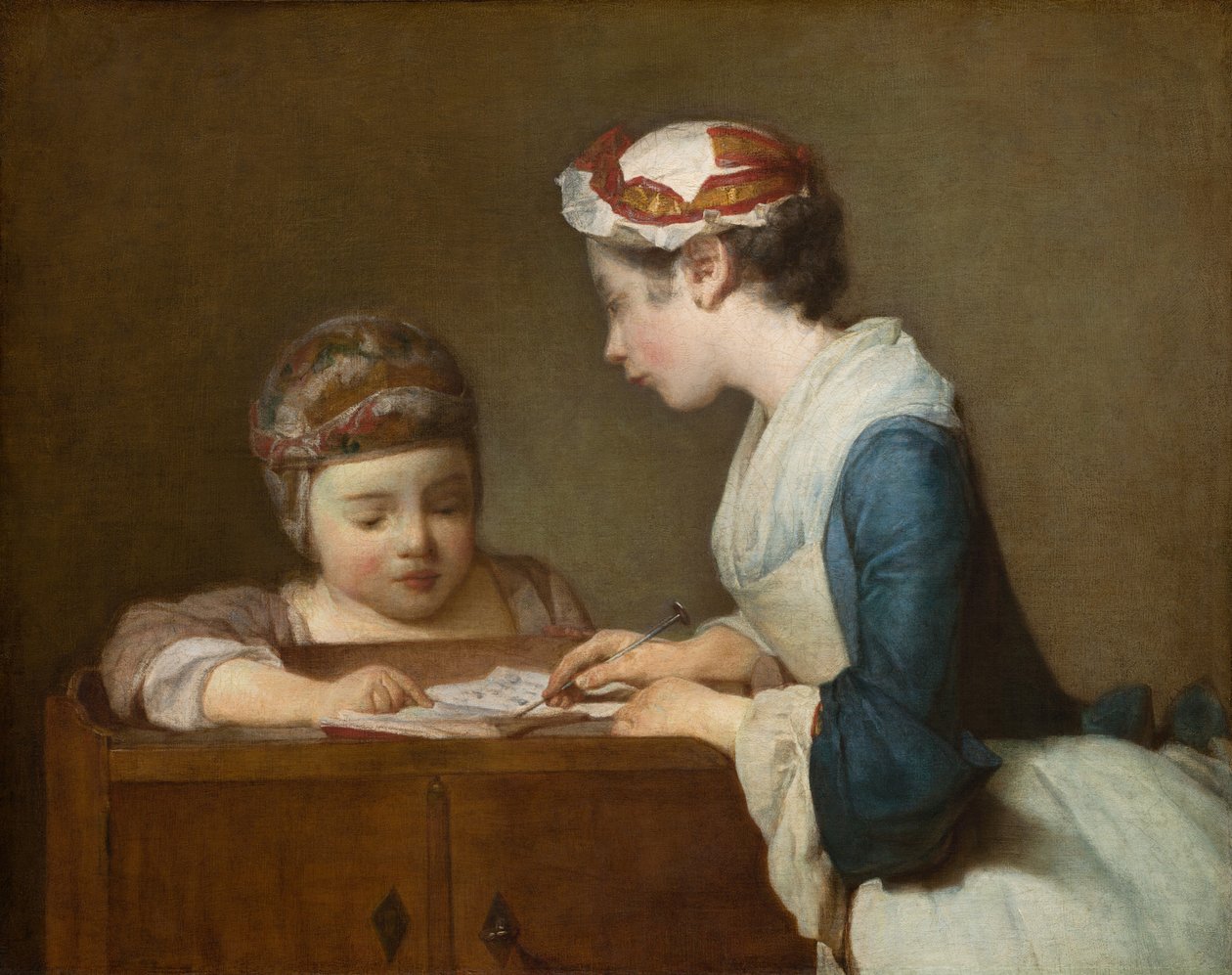 A kis iskolanő, 1740 után. alkotó: Jean Baptiste Simeon Chardin